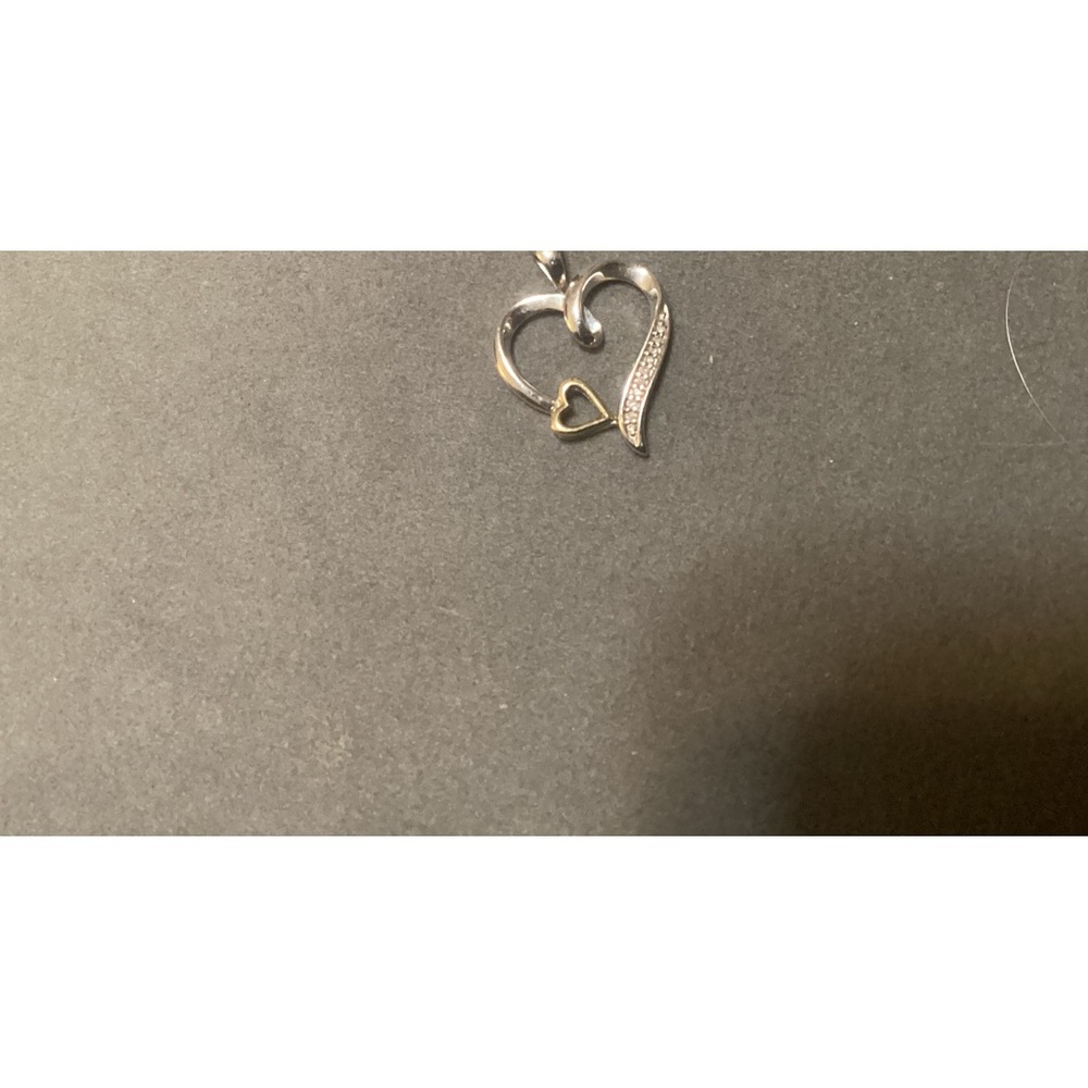 White and Yellow Gold and Diamond Heart Pendant